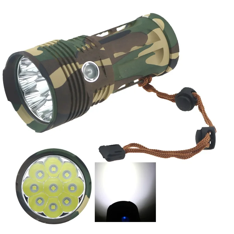

18000 Lumen 9R8 Waterproof Tactical Led Flashlight 9xCree R8 Led Hunting Camp Work Lantern Torch Lamp For 18650 Battery 5 Modes