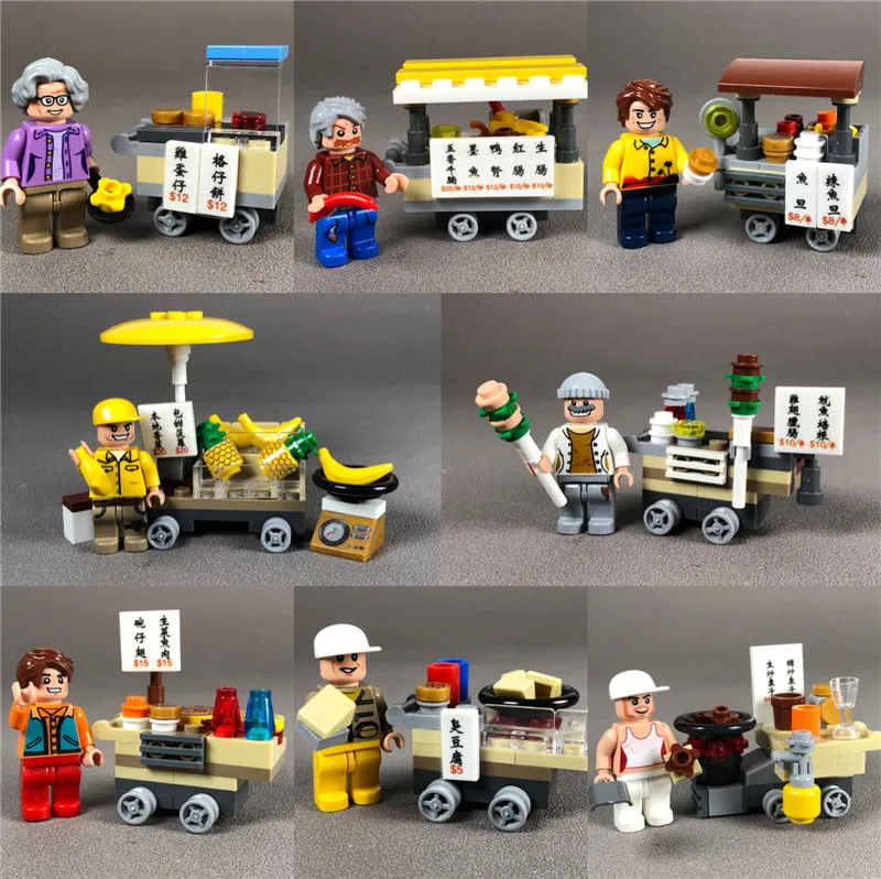 

MOC Bricks DIY 93210 Figure Delicious Food Hongkong snack City street Educational Building Blocks Toy for children gifts Dolls