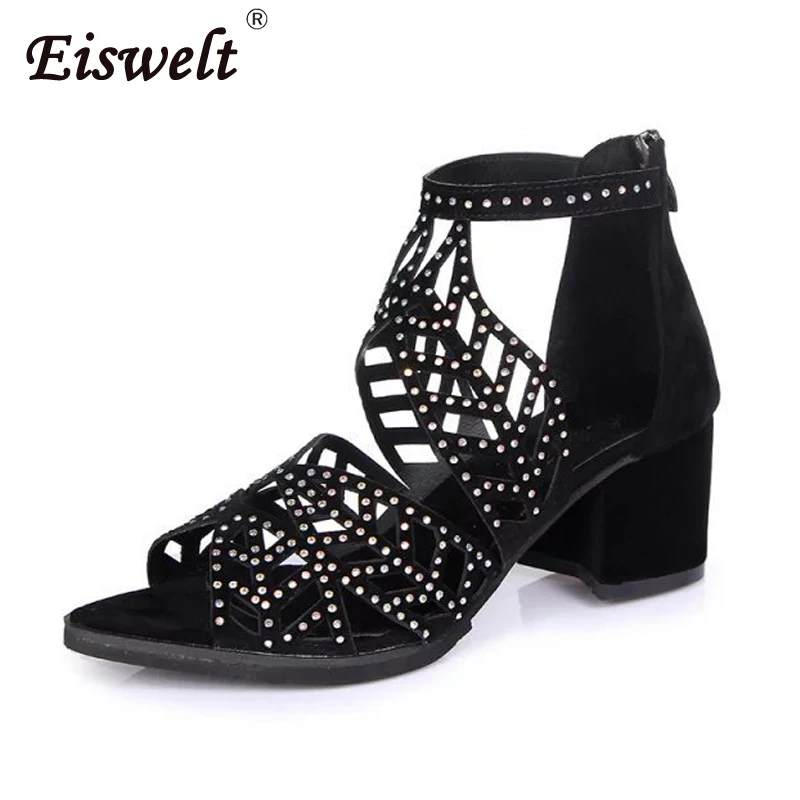 

EISWELT Sandals Women Summer Fashion Fish Mouth Shoes Female High-heeled Hollow Fashion Diamond Nightclub Sexy Ladies Sandals