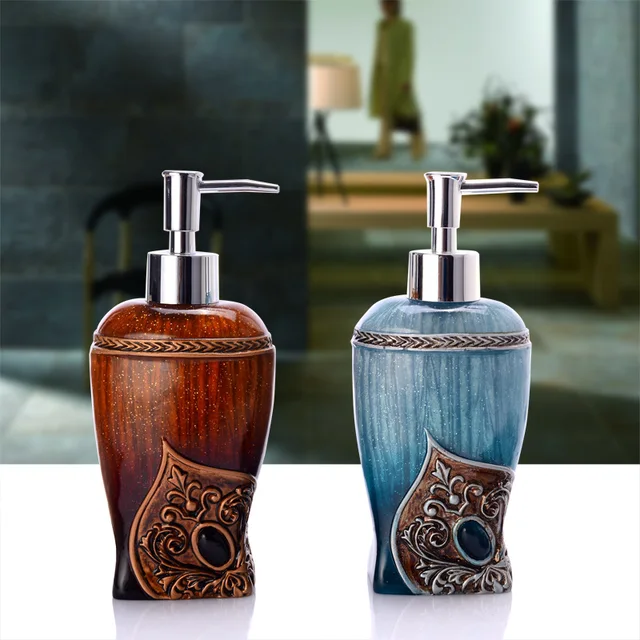 Natural Resin Vintage Liquid Soap Dispenser Luxury Brand Bathroom