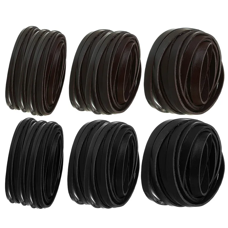 

5meters/lot 3mm 5mm 10mm Black/Brown Genuine Leather Cords Flat Leather Cord Rope Thread For Leather Bracelet Jewelry Making