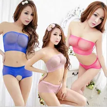 Women Temptation clothes Sexy Lingerie Babydoll Siamese fishnet stockings sexy If the chest split open file coveralls netting