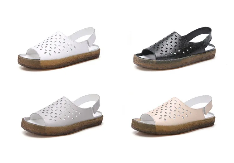 QJ Y035-Fashion 2019 Fisherman Shoes Women Cut Outs Genuine Leather Woman Summer Sandals-1