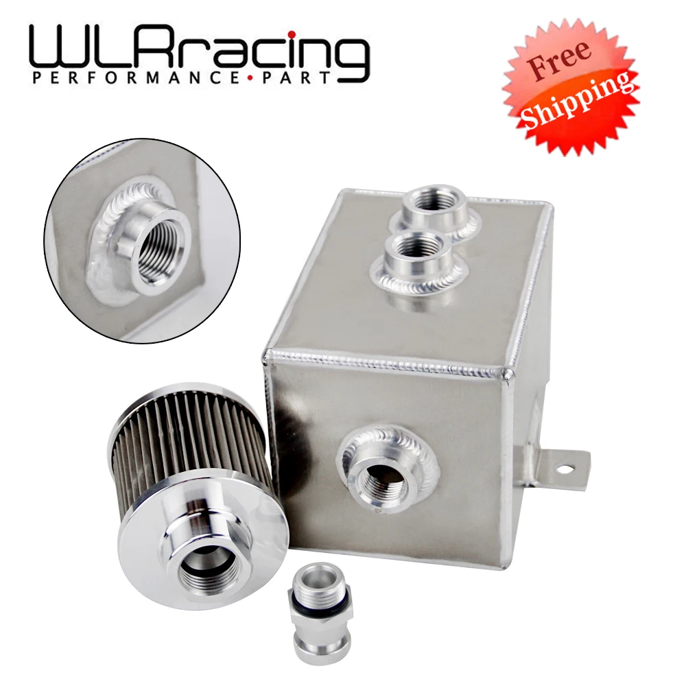 

Free Shipping Universal 2L Aluminum oil catch can tank with breather & drain tap 2LT baffled Oil Tank WLR9492
