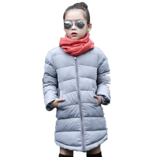 WEONEWORLD/детские зимние пальто для девочек; детская парка; теплая верхняя одежда для детей; утепленная куртка-пуховик для девочек - Цвет: grey