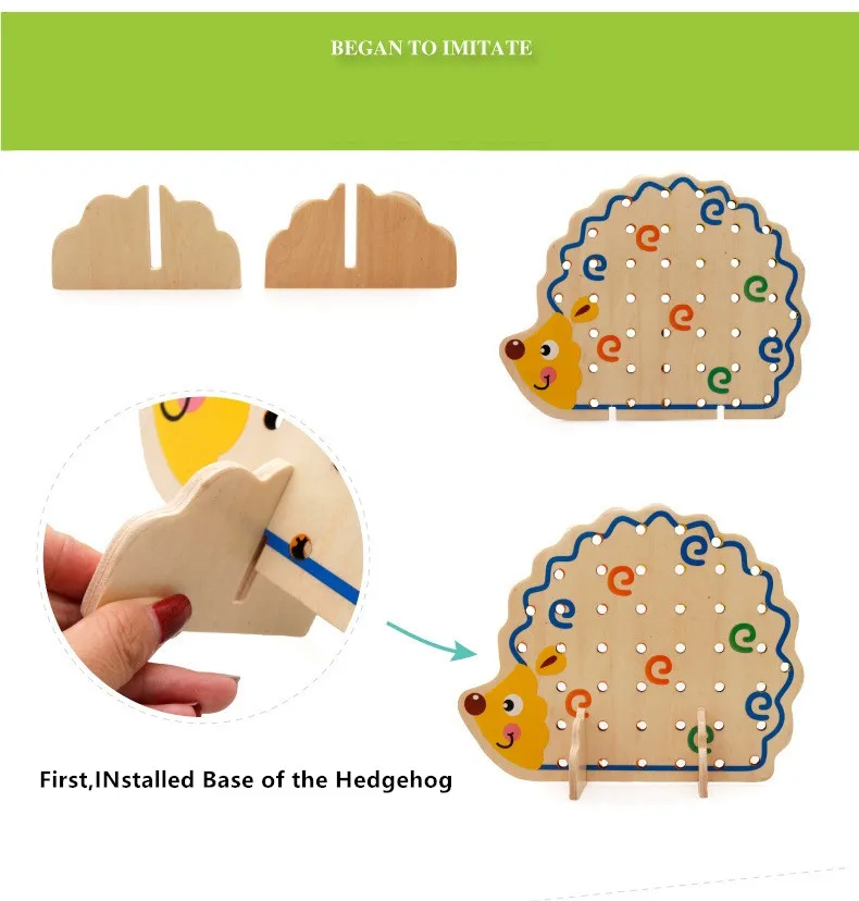 MIPOZOR Обучающие Развивающие деревянные игрушки-головоломки 82 шт. Ежик фрукты бусины Монтессори Oyuncak Развивающие игрушки для детей
