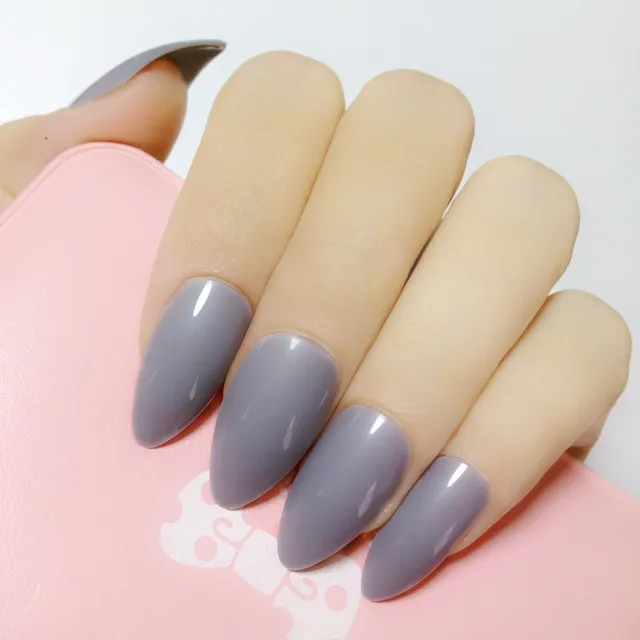 Light Gray Pointed False Nails Acrylic Tips Short Stiletto Light Gray Pointed False Nails Acrylic Tips Short Stiletto Fake Daily Style Full Cover
