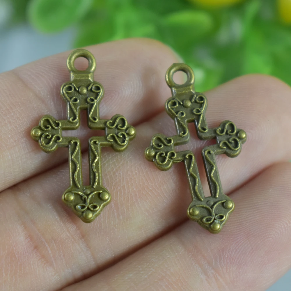 22pieces26x15mm античный бронзовый очаровательный кулон крест Изготовление ювелирных