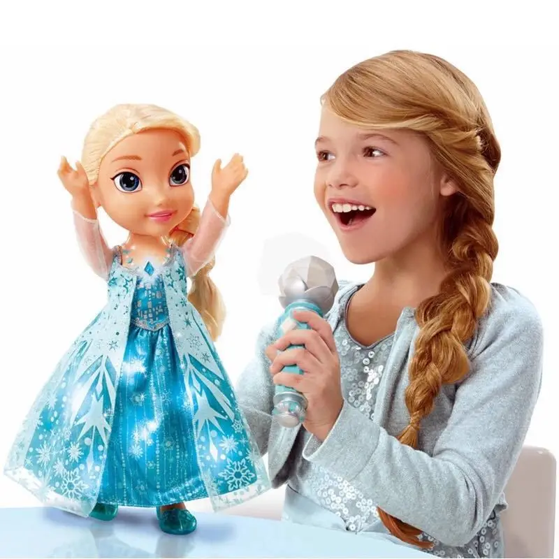 

38 cm Cartoon cute princess frozen elsa Action Induction microphone Daisy kids Figures Sound and light toys kids gift