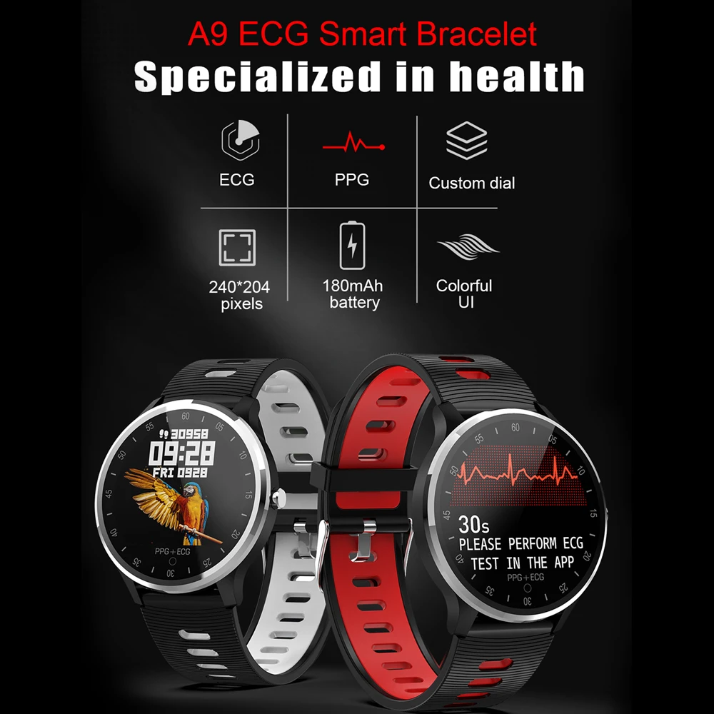ESEED A9 smart wristband 1.22 inch screen fitness bracelet ECG heart rate health Blood pressure IP67 waterproof for ios android