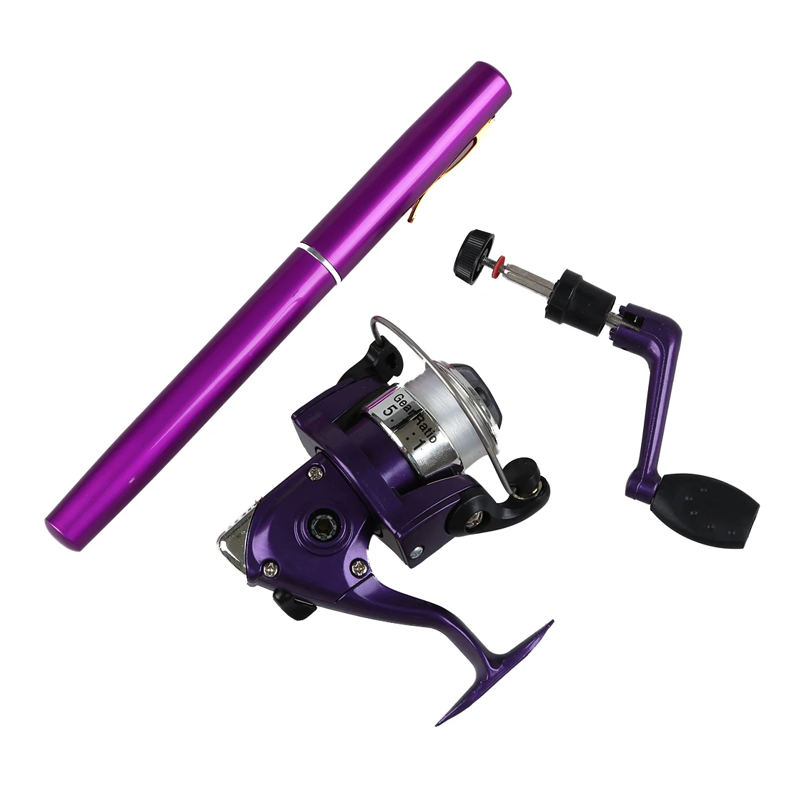 

dodocool Mini Aluminium Angelrute Pocket Pen Angelrute Rod Pole + Aufroller
