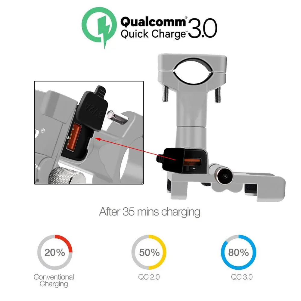 Wupp мотоциклетный держатель для телефона кронштейн Usb 360 мотоцикла универсальная