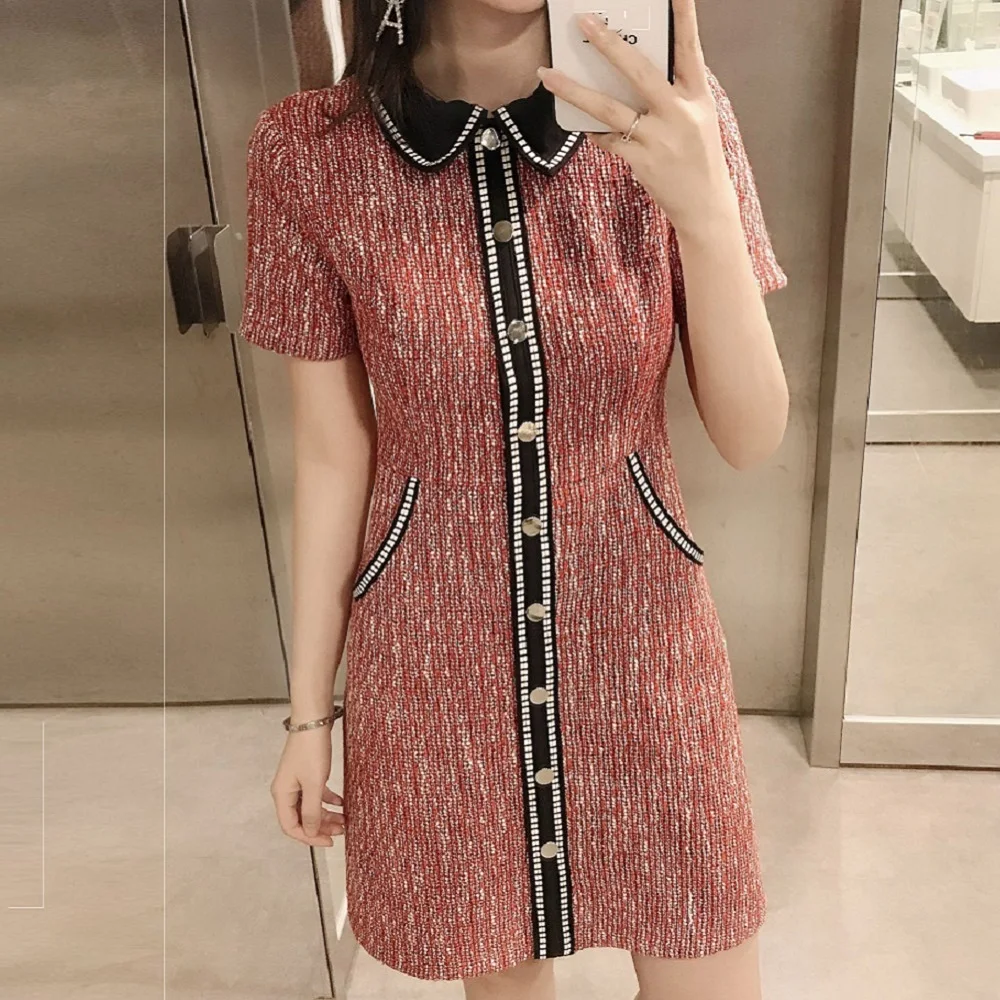 

CHICATWILL 2019 New Arrive Elegant Women Tweed Dresses Office Lady Work Slim Mini Dress