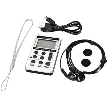 

AM FM Portable Digital Stereo Radio with Earphones Rechargeable Two-Band Medium Wave Transistor LCD Display