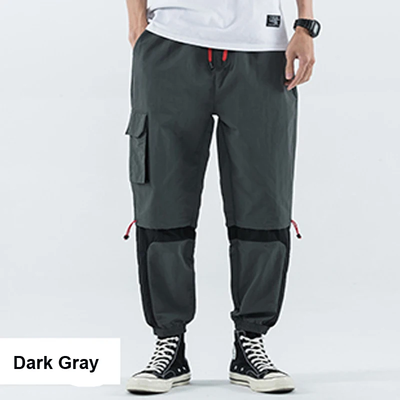 Для мужчин штаны-шаровары с карманами Брюки Мода ноги Досуг брюк хип-хоп брюки-карго уличная свободные штаны Jogger брюки плюс - Цвет: Dark Grey