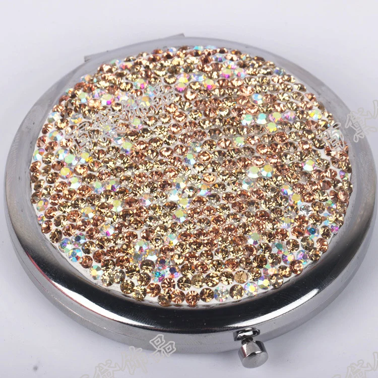 

Luxurious Portable mirror bling diamond pocket mirror makeup mirror Wedding Party Gifts Mirror Home office use magnifying glass