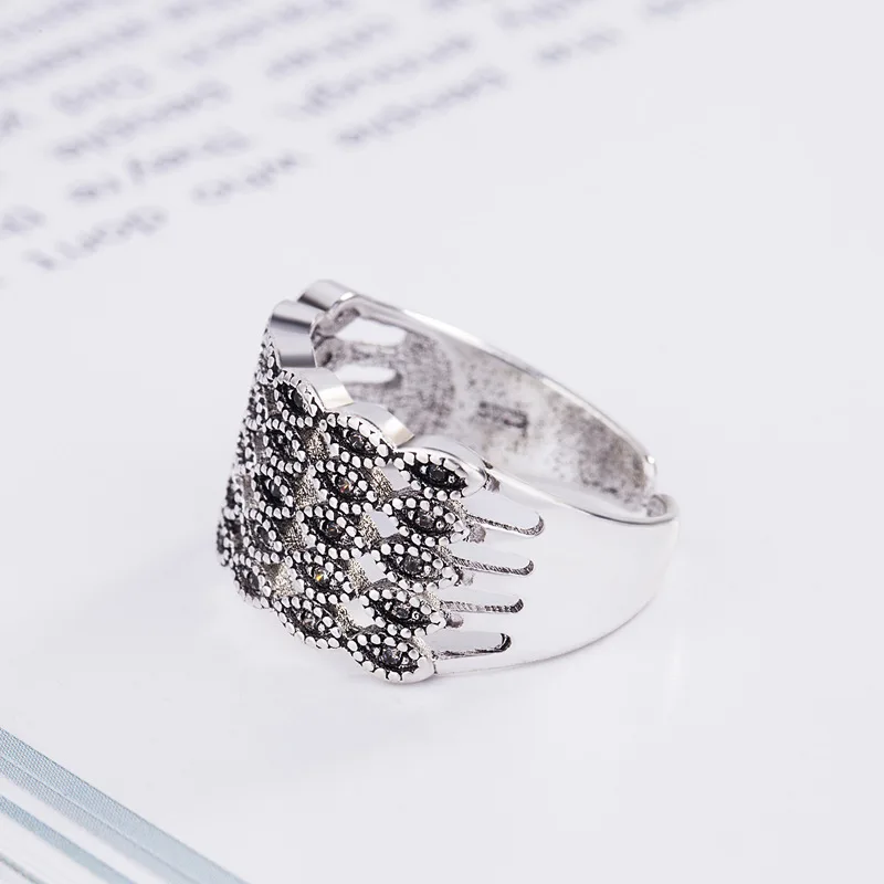 Bijoux 925 пробы серебряные кольца с кубическим цирконием для женщин, подарок для дам, регулируемый размер, античное кольцо Joyas De Plata Anillos
