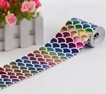

50 yards 75mm single face printed Dragonscale Gradient color grosgrain ribbon DIY handmade materials, wedding gift wrap