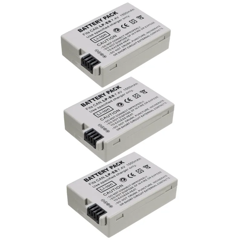 3x1500 mAh LP-E8 LP E8 LPE8  -   Canon EOS 550D 600D 650D Rebel T2i T3i T4i  X4 X5 X6i X7i 700D T5i