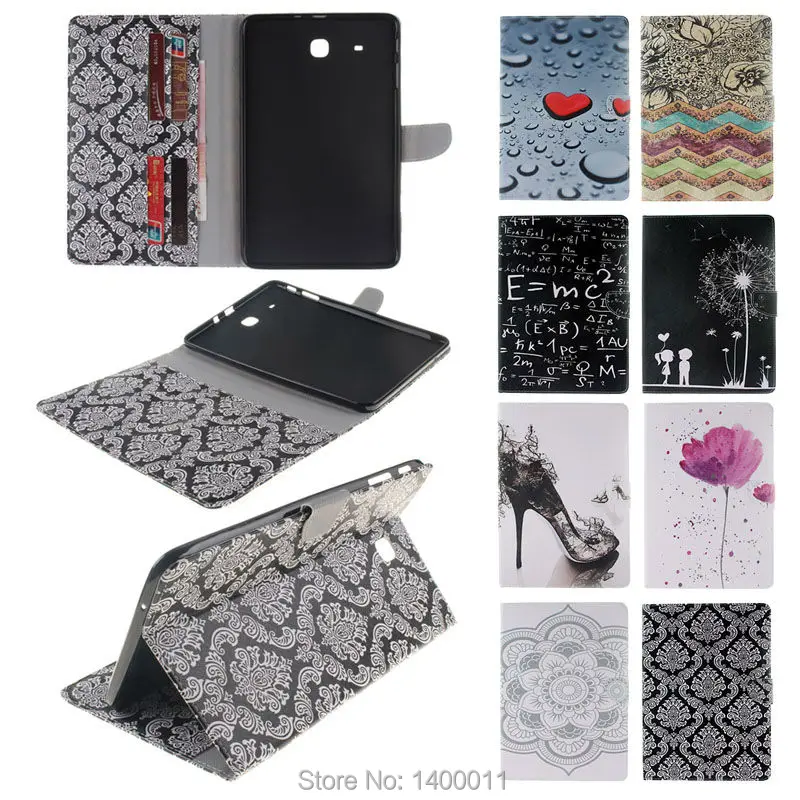 Colorful Painting Stand Flip Pu Leather Case For Samsung Galaxy Tab E 9.6 T560 T561 Tablet Pc