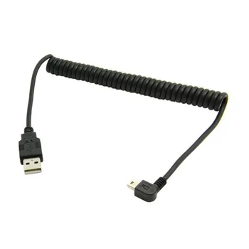 

Mini USB Angled Cable Coiled USB A Type Male USB to Mini USB Male 90 Degree 5pin B Connector Spiral Stretch Data Cabel Cord 20cm