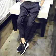 M-5XL летние мужские новые брюки длиной до щиколотки в полоску Узкие повседневные штаны Tide 9 обтягивающие штаны брюки дамские свободные костюмы