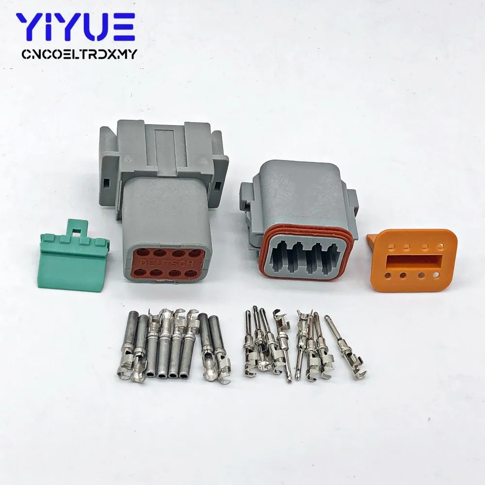 8P gray 1 комплект Deutsch DT 2 3 4 6 8 12 Pin мужской женский Авто Водонепроницаемый Разъем Автомобильный герметичный штекер с контактами - Цвет: 8P gray
