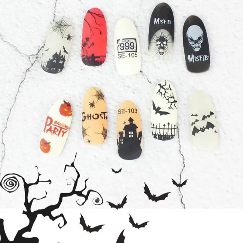 

1 Sheet Halloween Style Spider Waterproof Nail Art Stickers Manicure Decoration Nails Wraps Decals Styling Tools