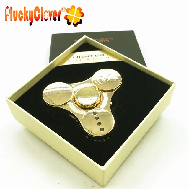 1 pc Fid Spinners Lighter Gold Finger Metal Handspinners LED