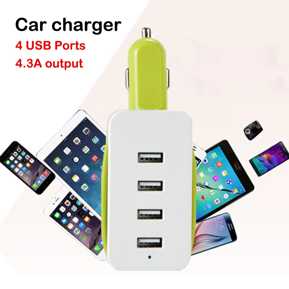 Car Charger 4 USB Ports Protable Travel Car Charger Adapter For Mobile