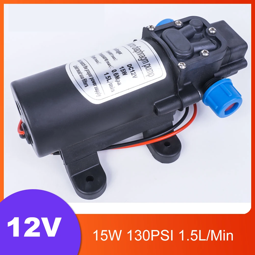 

DC 12V 15W 130PSI 1.5L/Min Electric Diaphragm Pump Self-Priming Booster Home Garden Return Control Car Wash
