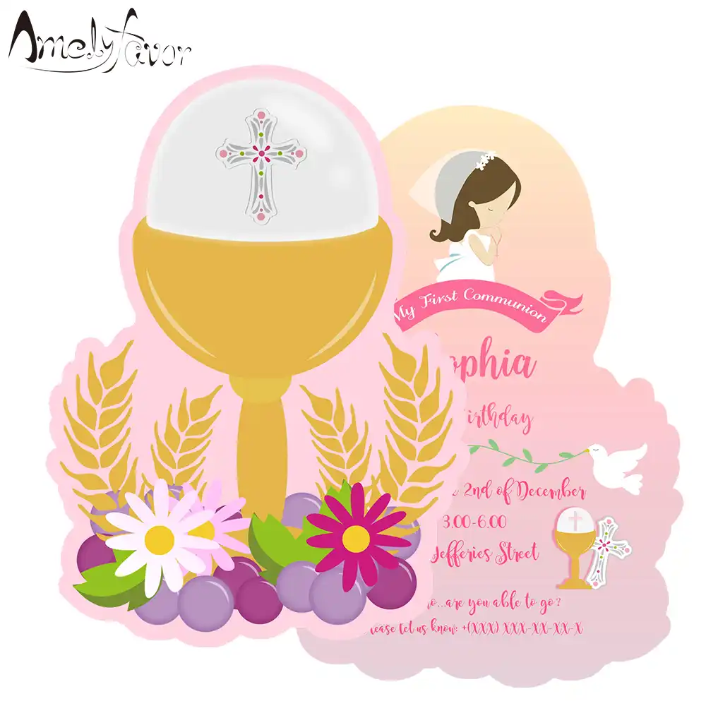 Communion Theme Girl Invitation Card Party Decorations Supplies