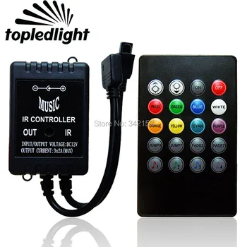 

Black Sound Music IR RGB Controller With 20 Key Remote Control For 3528 5050 RGB LED Strip Portable Lighting Accessories