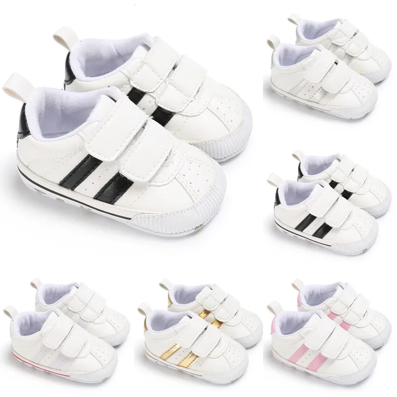 Модные белые детские кроссовки с мягкой подошвой для новорожденных мальчиков и девочек; детская обувь для кроватки; Размеры 0-18 месяцев