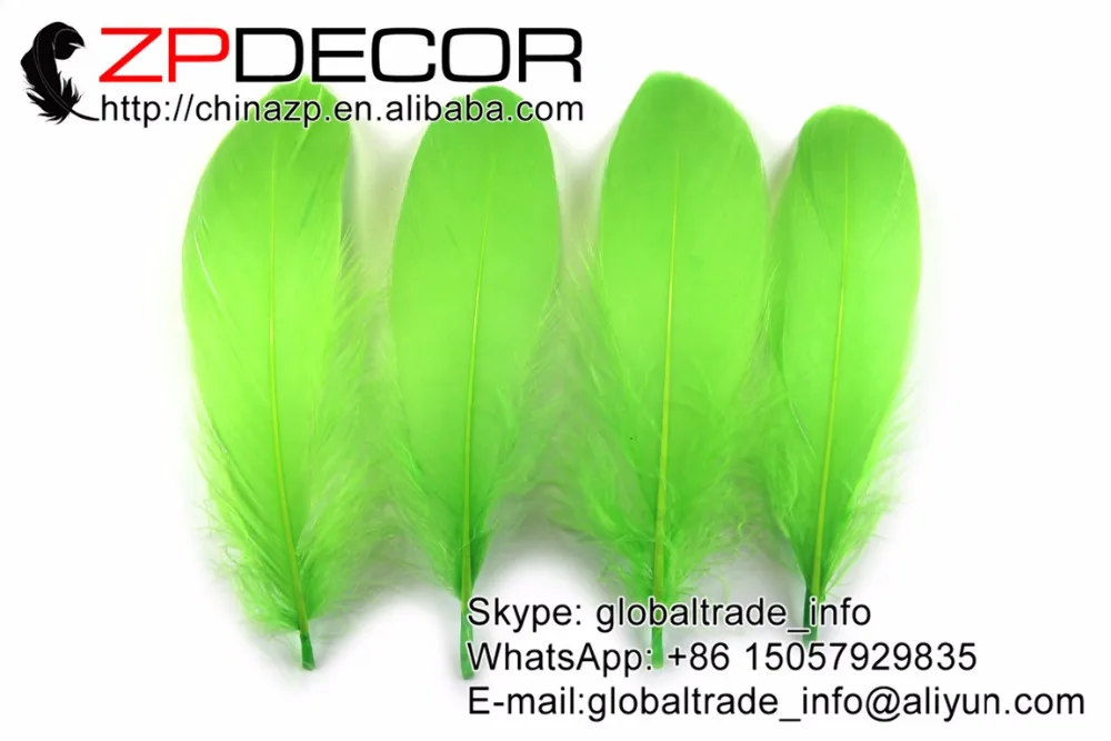 Zpdecor 10~ 20 см(4-8 дюймов) 200 шт./лот оригинальных цвет зеленого Лайма мягкий стержень гусиные перья, перо