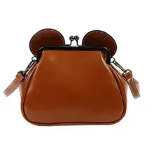 Nuevo de Las Mujeres Crossbody Bolsa de Cuero de la Marca Famosa Cadena de Clip de Orejas de Ratón Divertido Monedero Del Embrague Del Bolso de Hombro Messenger Bag Girls Li623