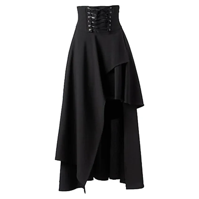 Лидер продаж длинная юбка женская Мода Лолита ремень черный готический юбки женские Высокая талия Нерегулярные Готический стимпанк юбки для вечеринок 2XL - Color: as show