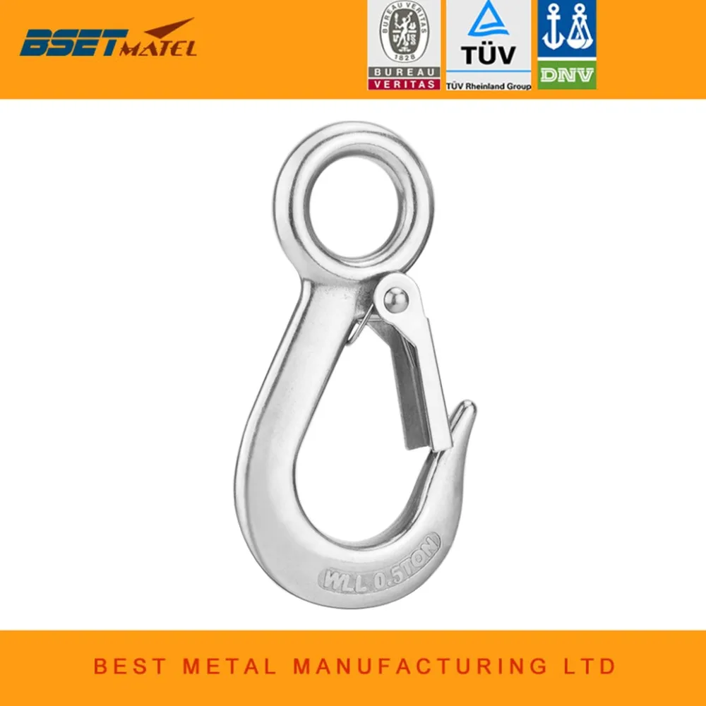 

BSET MATEL 0.5T 304 Stainless Steel Round Eye Lifting Snap Hook cargo snap hook crane hook marine rigging hardware accessories