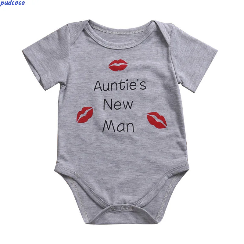 

Cute Infant Baby Girl Boy Sunsuit Lovely Auntie's New Man Jumpsuit Outfit Romper Playsuit Best Gifts from Aunts Summer Clothes
