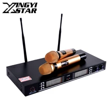 Профессиональный UHF беспроводной микрофон караоке система 80 м расстояние 2 канала приемник Ручной беспроводной микрофон UR8S PC KTV сценический микрофон