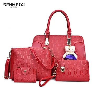

Senmeixi Artificial leather For Women Bag Luxury Shoulder Messenger Bag Crossbody For Women big capacity 4 pcs Ladies Handbags