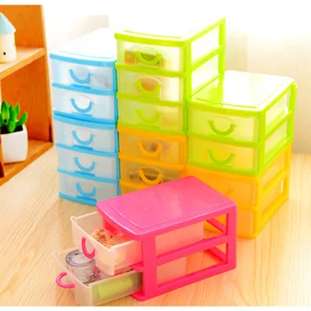 

Latest Modern Design Desktop Plastic Storage Box With Three Organizer Drawer Home Office Cosmetics Jewelry Mini Cute HG0077
