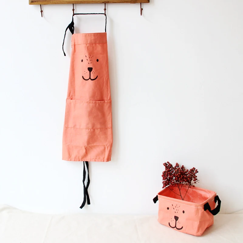 Child orange Милый мультяшный фартук с животными для родителей и детей, хлопковый детский нагрудник с противообрастающим покрытием, фартуки для детского сада, безрукавные противомасляные кухонные аксессуары - Цвет: Child orange
