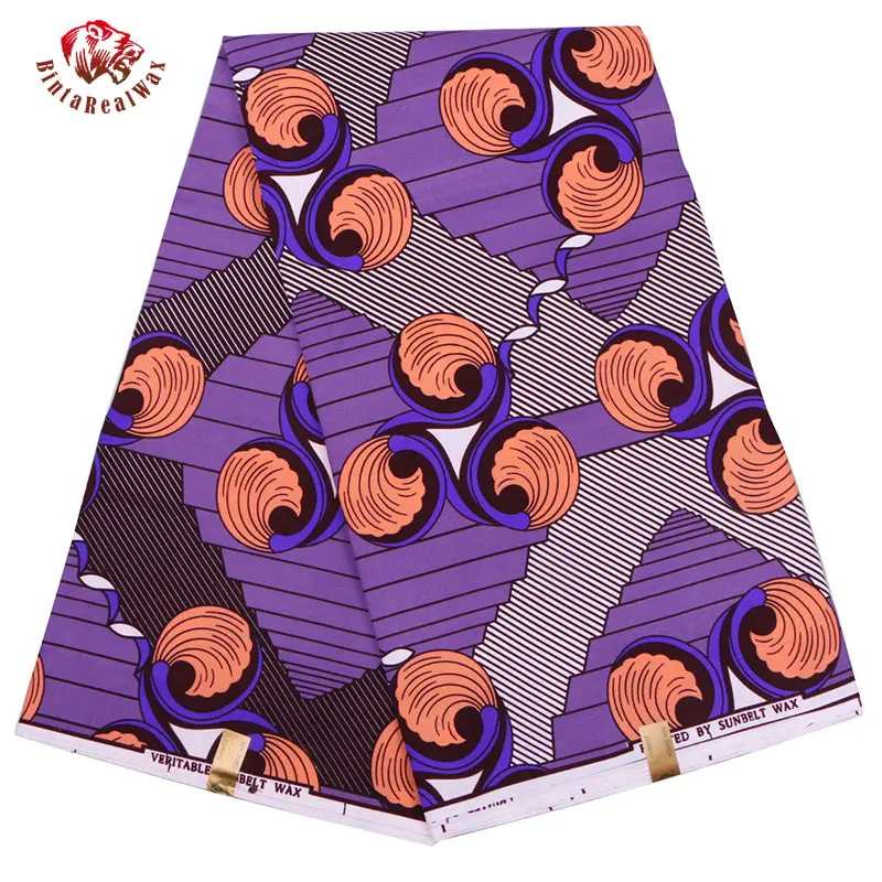

2019 Polyester Wax Prints Fabric 2019 Ankara Binta Real Wax High Quality 6 yards African Fabric for Party Dress FP6145