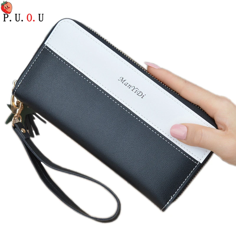 

PUOU Brand Geometric Envelope Wallet Women Brand Designer Female Wallet Card Holder Phone Coin Pocket Ladies Purse High Quality