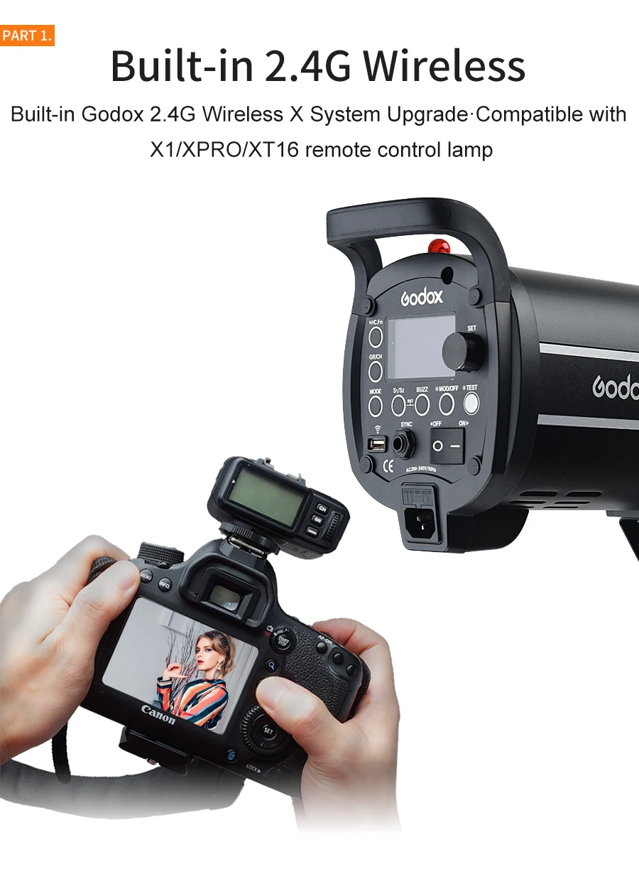 Godox QT1200II QT1200IIM 1200WS GN102 1/8000 s Высокоскоростная синхронизация Встроенный 2,4 г безпроволочная X система с лампочкой проблесковый маячок