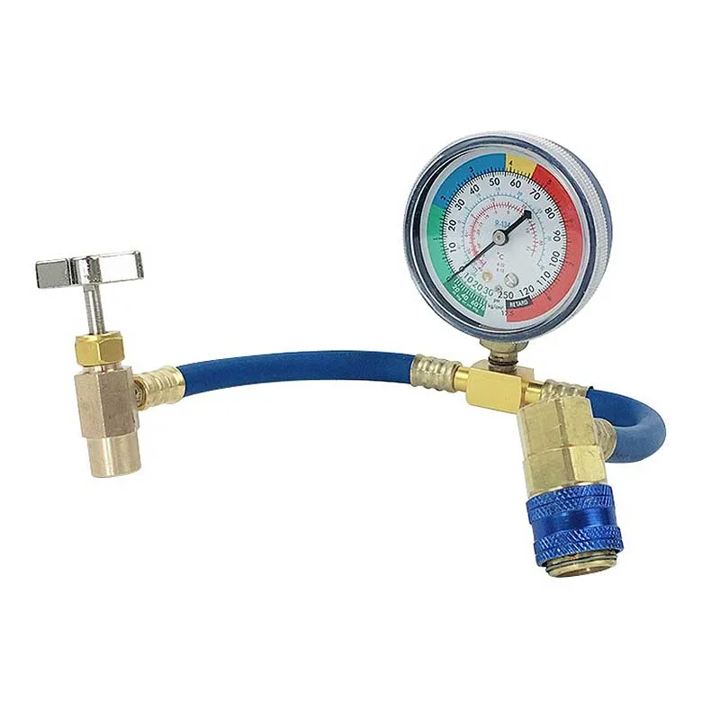 1pc Metal R134a Recharge Measuring Hose Pressure Gauge Adapter Car Air
