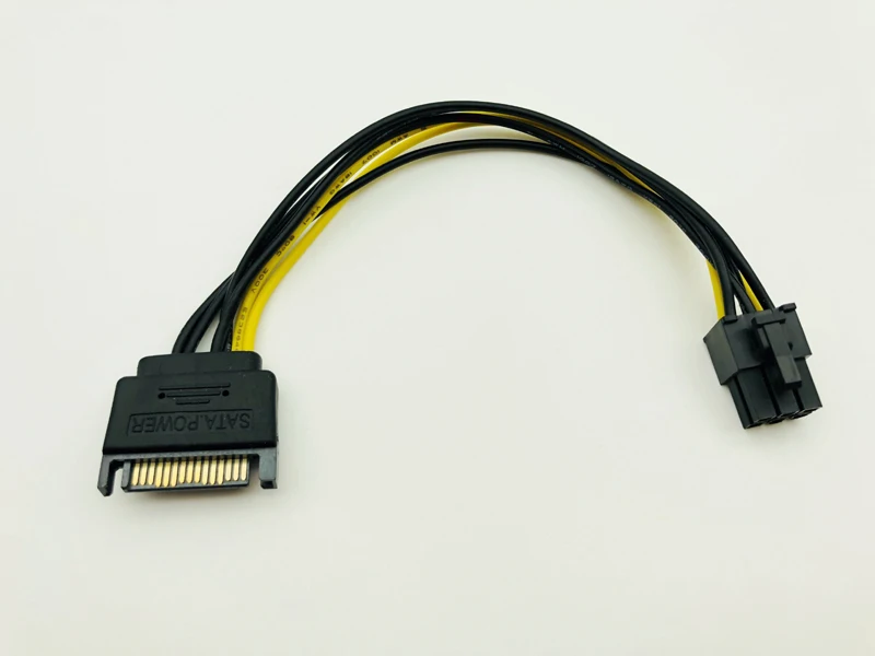5PCS 20CM SATA-6핀 그래픽 카드 전원 케이블 SATA 15핀-6핀 PCIe PCI-e PCI Express 어댑터 광부 마이닝용 전원 공급 장치