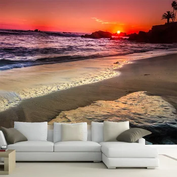 

Custom 3D Mural Wallpaper Beautiful Romantic Seaside Sunset Non-Woven Bedroom Living Room Sofa Background Decorative Wallpaper