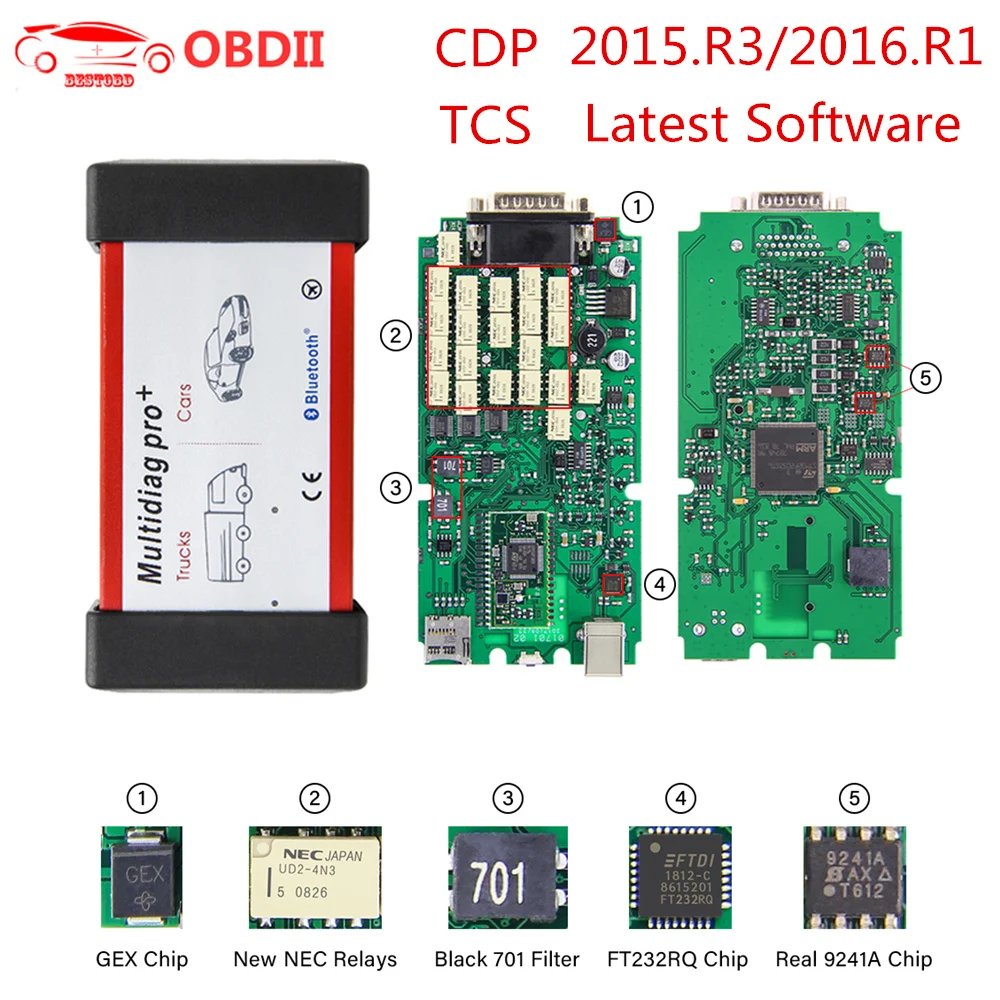 

CDPTCS WOW Multidiag Pro Bluetooth 2015.R3/2016.R1 free activate keygen NEC 9241A CDPPro OBDII scanner car truck diagnostic tool